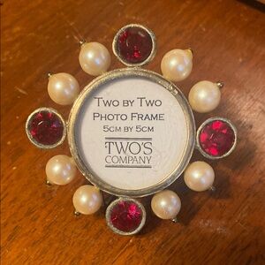 Two's Company Pearl and Red Gem Photo Frame